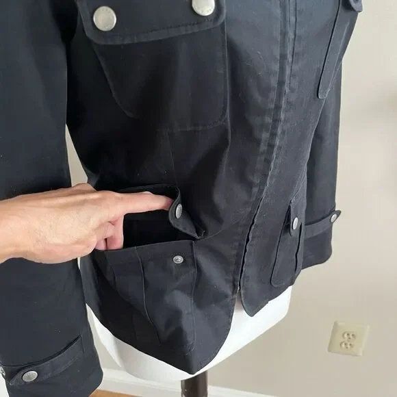 Rag & Bone Utility Army Jacket size 4 Black Elbow Patch - Picture 10 of 13